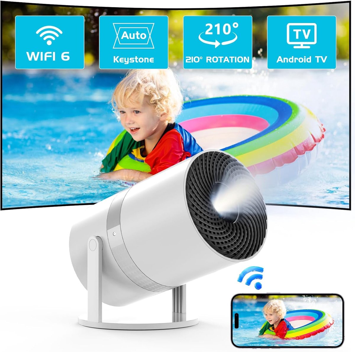 Mini Projector - Draagbare Beamer - Film Avond - Automatische Keystone - 200 Inch Scherm - Zwart
