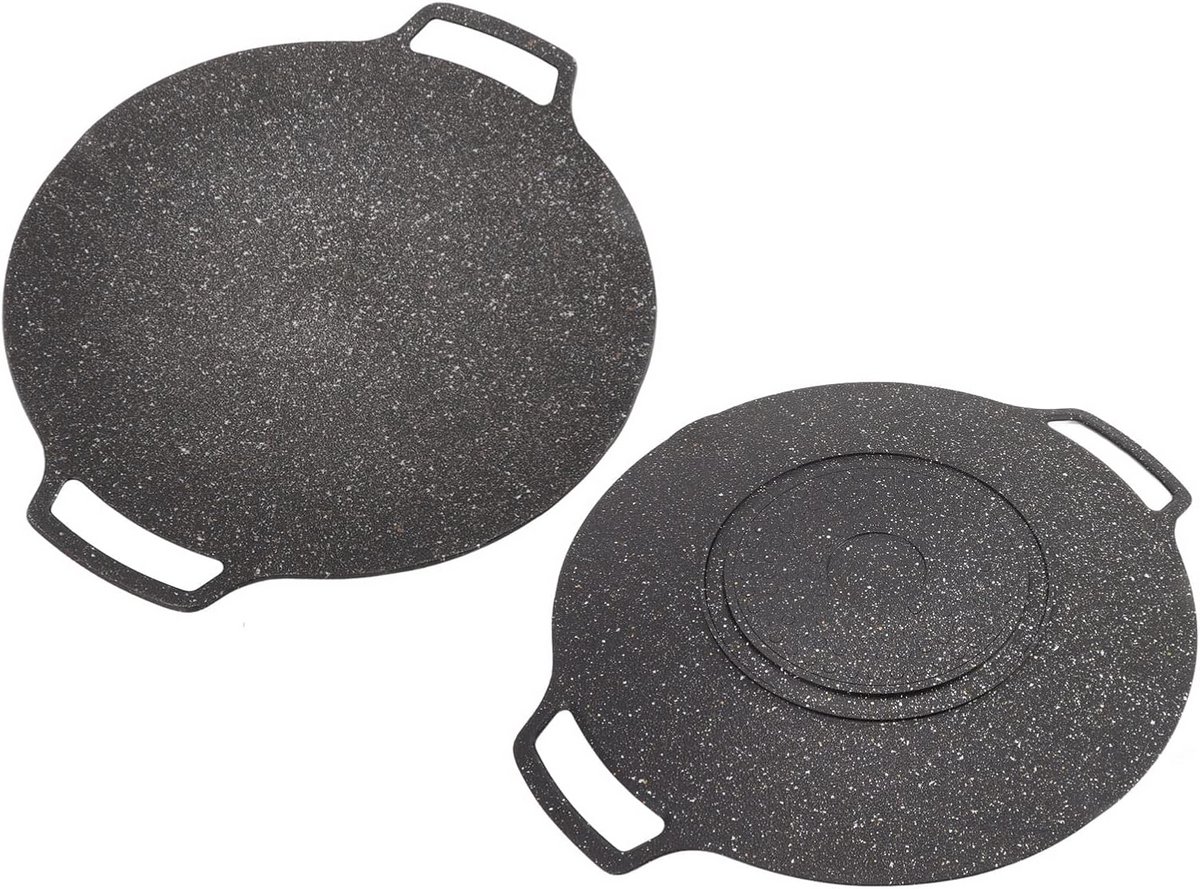 Grill Pan - Barbecue Plaat - Buiten Koken - Non-stick Coating - 36 cm - Zwart