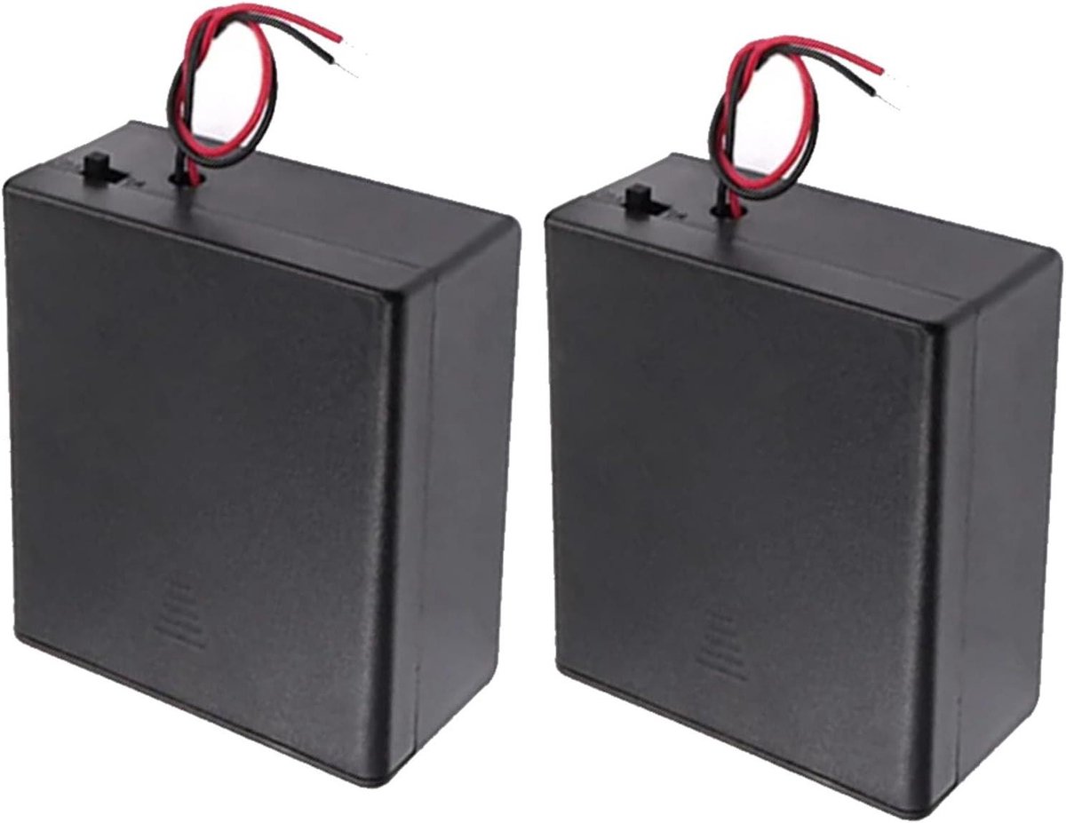 Batterij Houder - D Cellen - Doe-het-zelf Projecten - Met Aan/Uit Schakelaar - 2 Stuks - Zwart