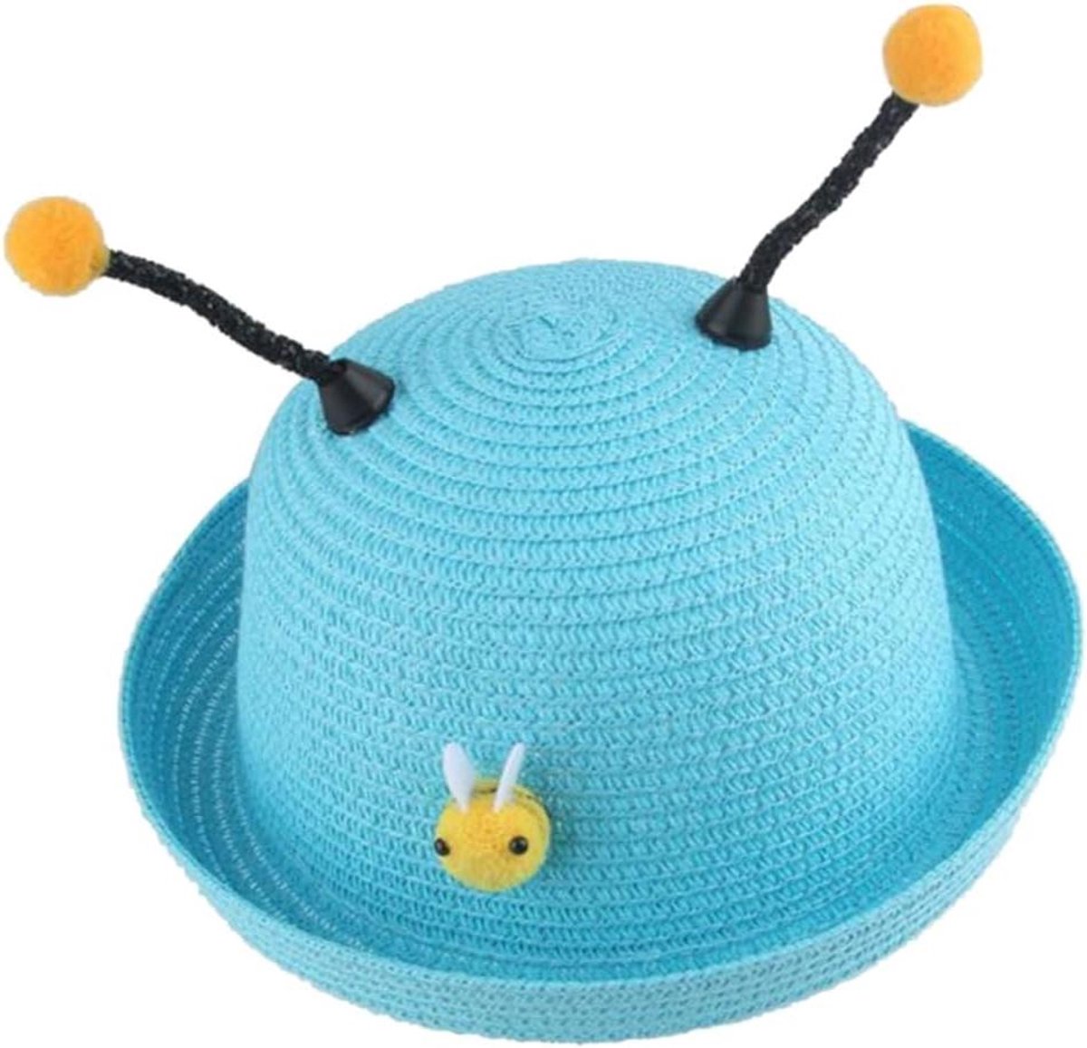 Kinder Strooien Hoed - Zonnehoed Baby - Bescherming Tegen Zon - Met Bijenantennes - 25 x 25 x 12 cm