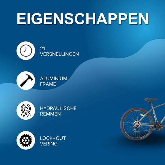 Mountainbike - Voor heren - 21 versnellingen, hydraulische schijfremmen, vergrendelbare verende vork, 27,5 inch (70 cm) wiel - Grey and Blue-21 van Merkloos — afbeelding 2