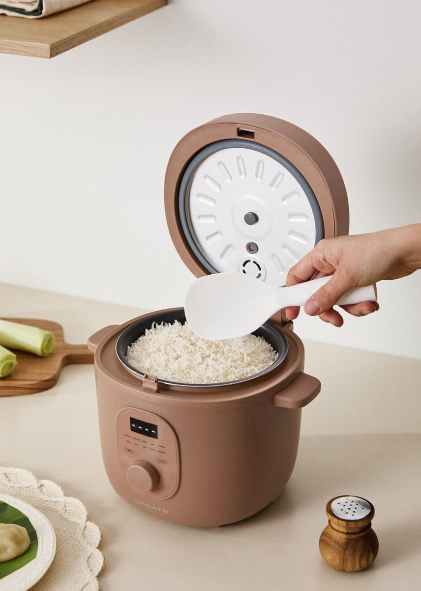 CREATE - Multifunctionele elektrische rijstkoker met stoommandje - Mokka - 2L - RICE COOKER STUDIO thumbnail 6