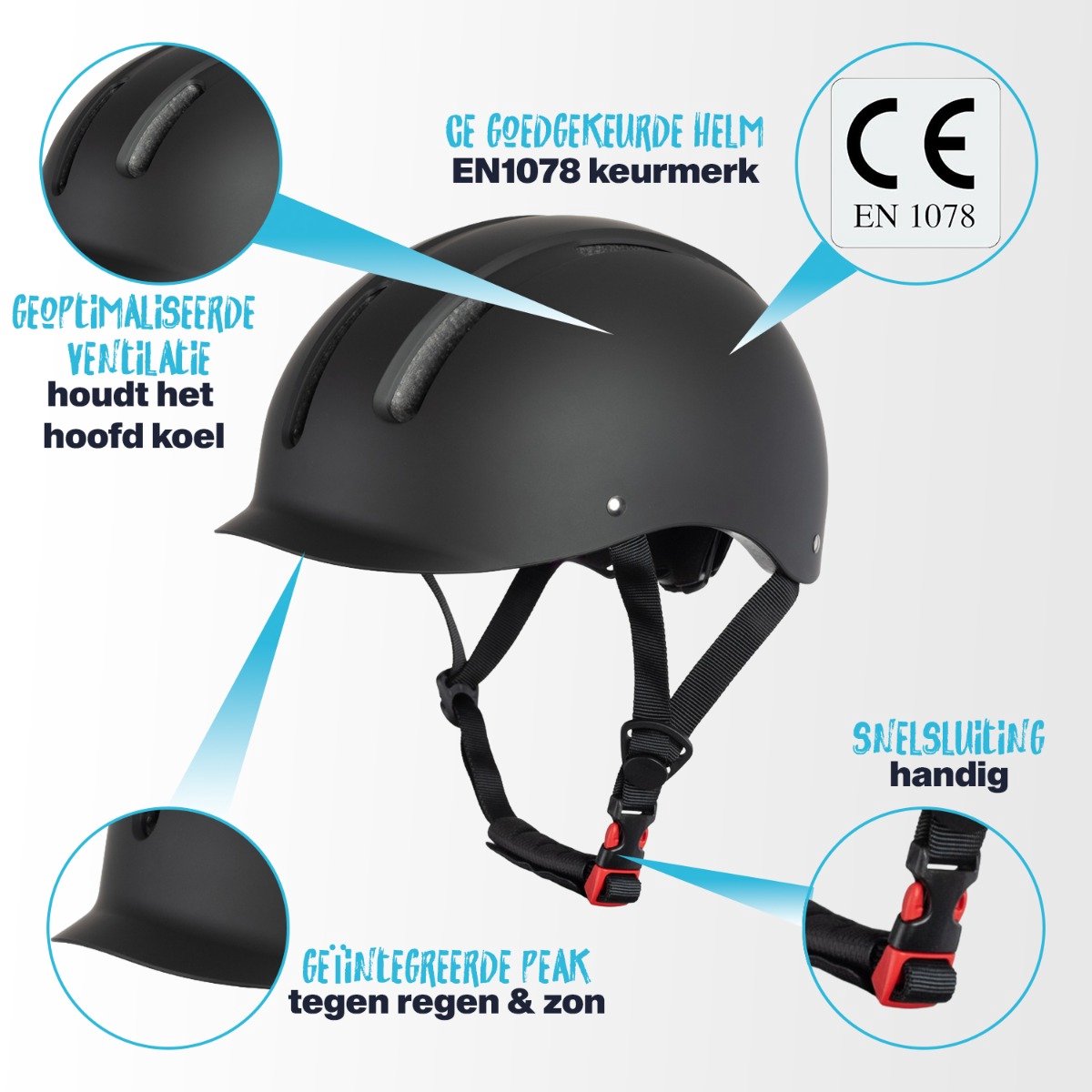 VINZ Vélo Fietshelm - EN1078 Goedgekeurd - Ebike / Elektrische Fiets Helm - Maat 54-61cm - Mat Zwart – foto 3