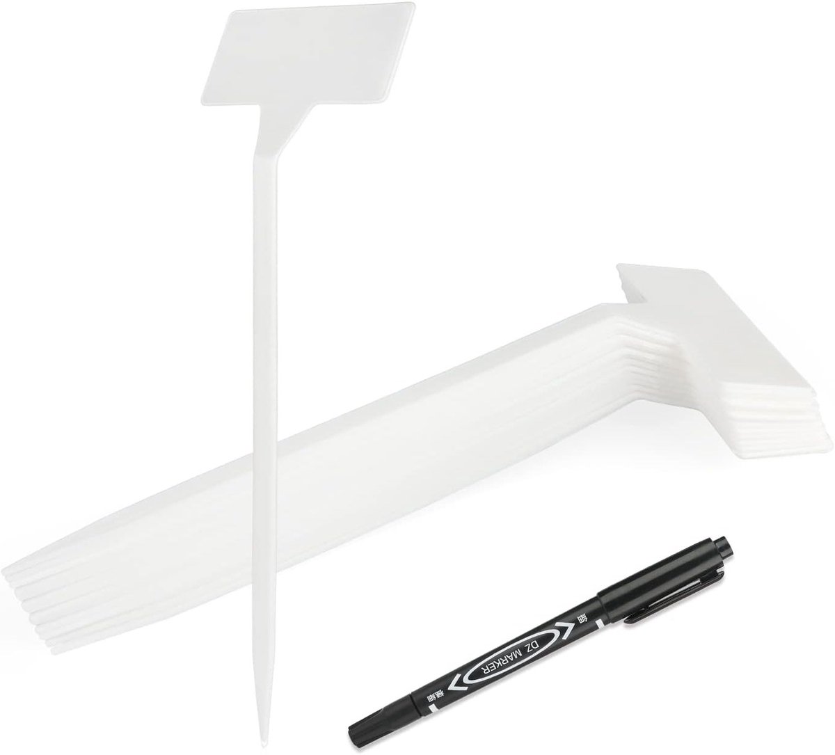 Waterdichte herbruikbare plastic groentelabels - 30 stuks T-vormige en gebogen tuinmarkers voor plantenidentificatie