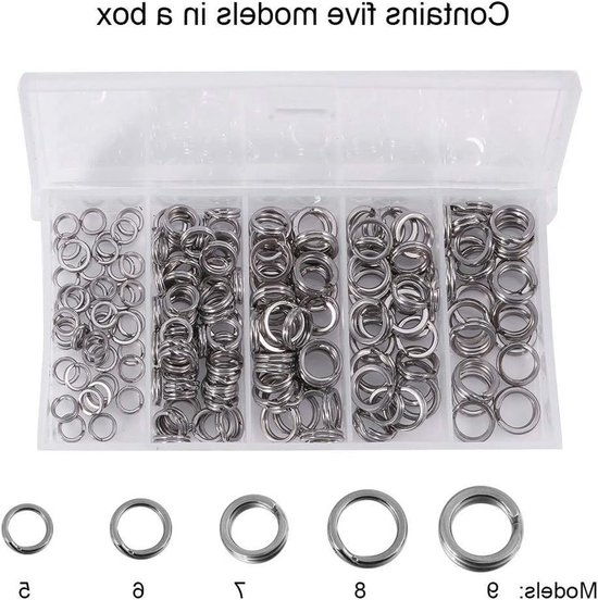 Dubbele splitringen set van 200 stuks, roestvrijstalen verbindingsringen voor sleutelhangers en sieraden maken — afbeelding 2