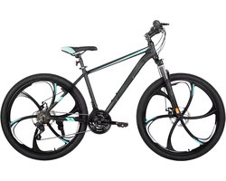 Mountainbike 66 cm – Voor Heren en Dames – 21 Versnellingen MTB met Dubbele Schijfremmen – Aluminium Frame met Spatborden – Blauw