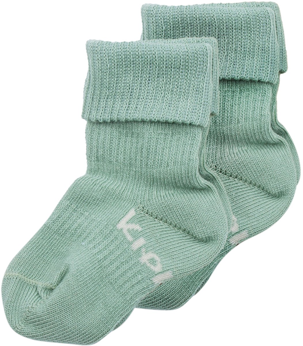 KipKep Blijf-Sokjes - Pale Green - 0-6 maanden - baby sokjes - 2 paar - zakken niet af – biologisch katoen