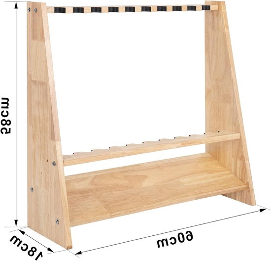 Houten hengelstandaard voor 10 hengels met montageaccessoires - 60 x 18 x 58 cm, duurzaam en praktisch van houten — afbeelding 5
