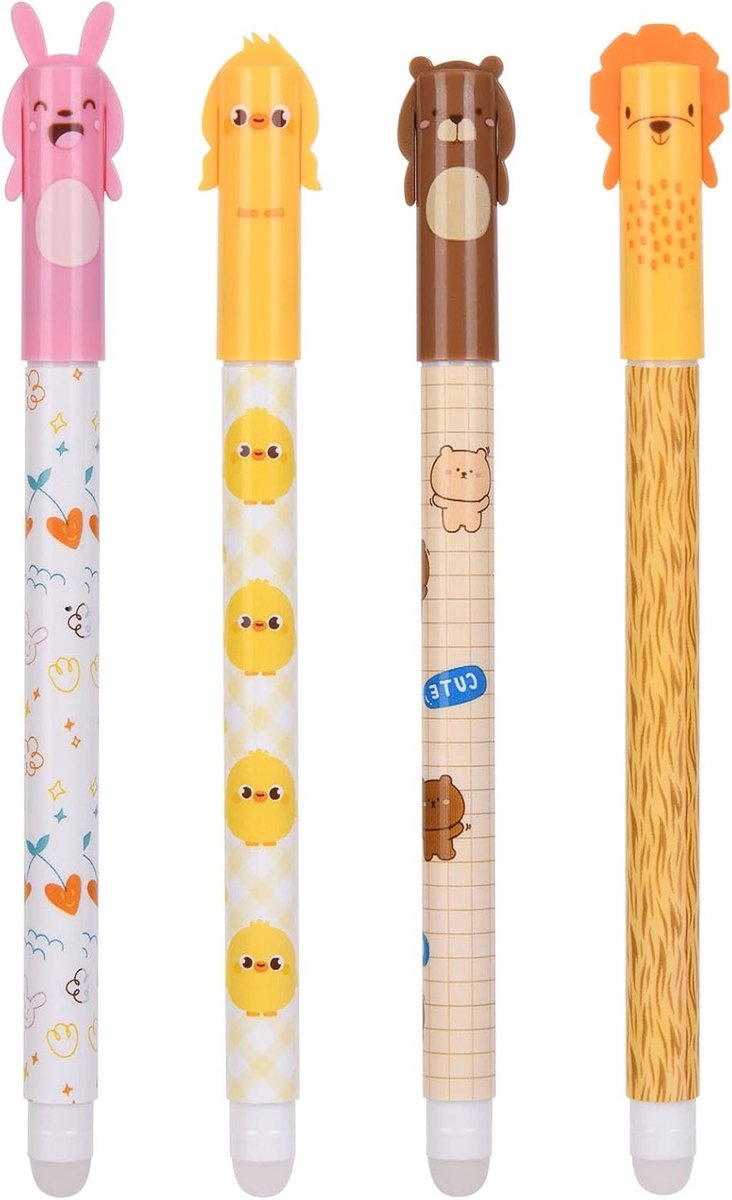 Erasable Balpen Set met 4 Blauwe Rollerball Pennen, 0.5mm Gummipen voor Kinderen en Studenten, Perfect voor School en Kantoorgebruik