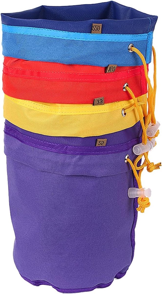 Set van 4 Mesh Tassen met 1 Gallon, Bubbles, Ice o Lator Zak voor Essentie Extractie, Inclusief Zuigtassen en Transporttas