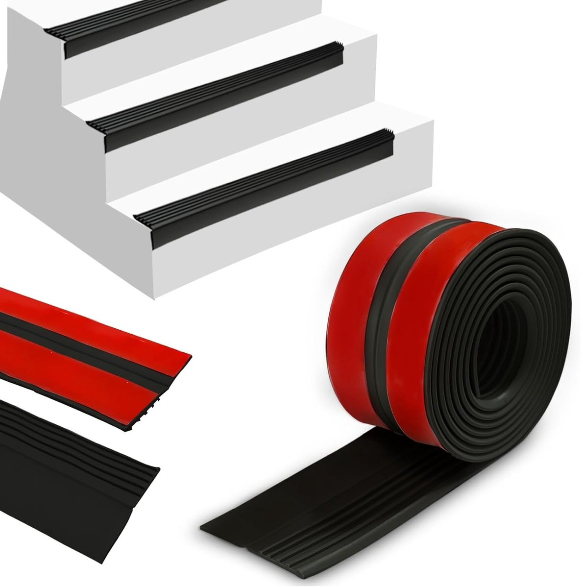 Zelfklevend Traprandprofiel 2 m, Antislip Hoekstrip van Kunststof, PVC Bescherming voor Trapranden, Veiligheid voor Trappen, Zwart, 50 x 45 mm