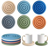 Een set van 6 ronde siliconen onderzetters - effen, hittebestendige siliconen onderzetters - anti-verbrandingsonderzetters - 14,5 cm - placemats - 6 kleuren