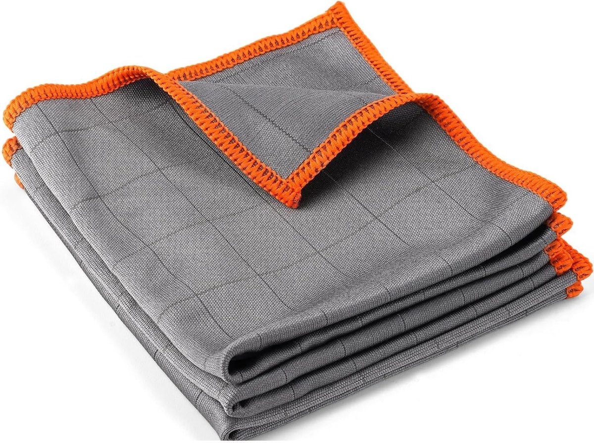 Set van 3 Carbon Microfiber Reinigingsdoeken 30x30cm - Lintvrije Polijstdoeken voor Ramen, Spiegels en Keuken - 400GSM en Strekenvrije Afwerking