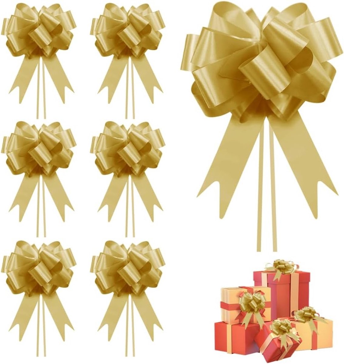 30 Grote Decoratieve Geschenkbogen in Goud voor Kerstmis, Bruiloften, Feestjes en Cadeauverpakking