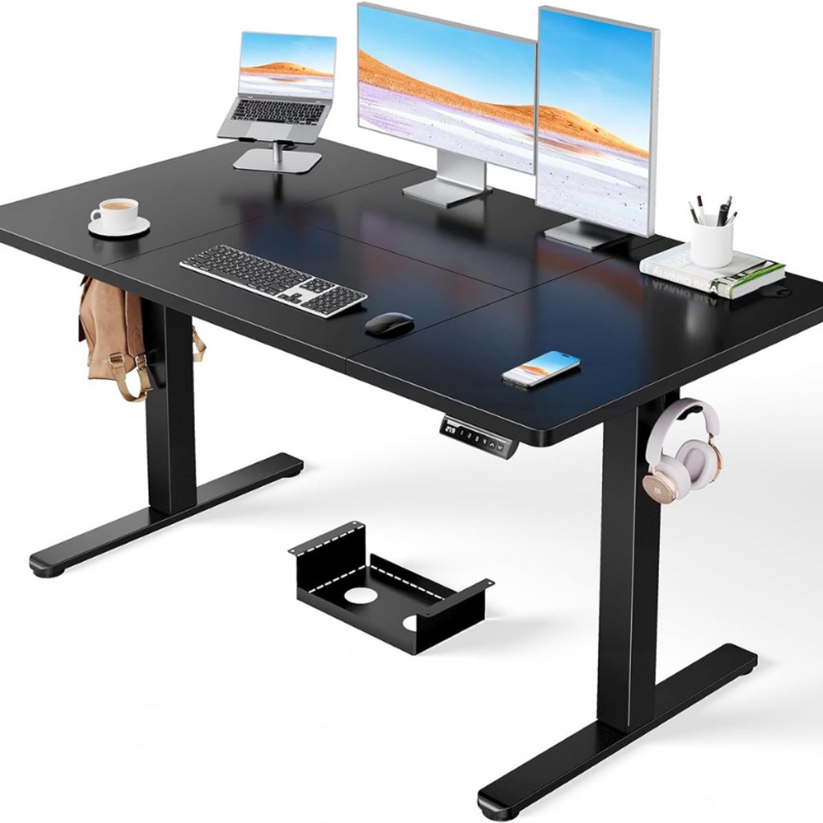 ErGear Elektrisch Staand Bureau - 140x80cm - Draagvermogen 100kg - In hoogte verstelbaar bureau met geavanceerde borstelloze motor, stille werking en stevig metalen frame