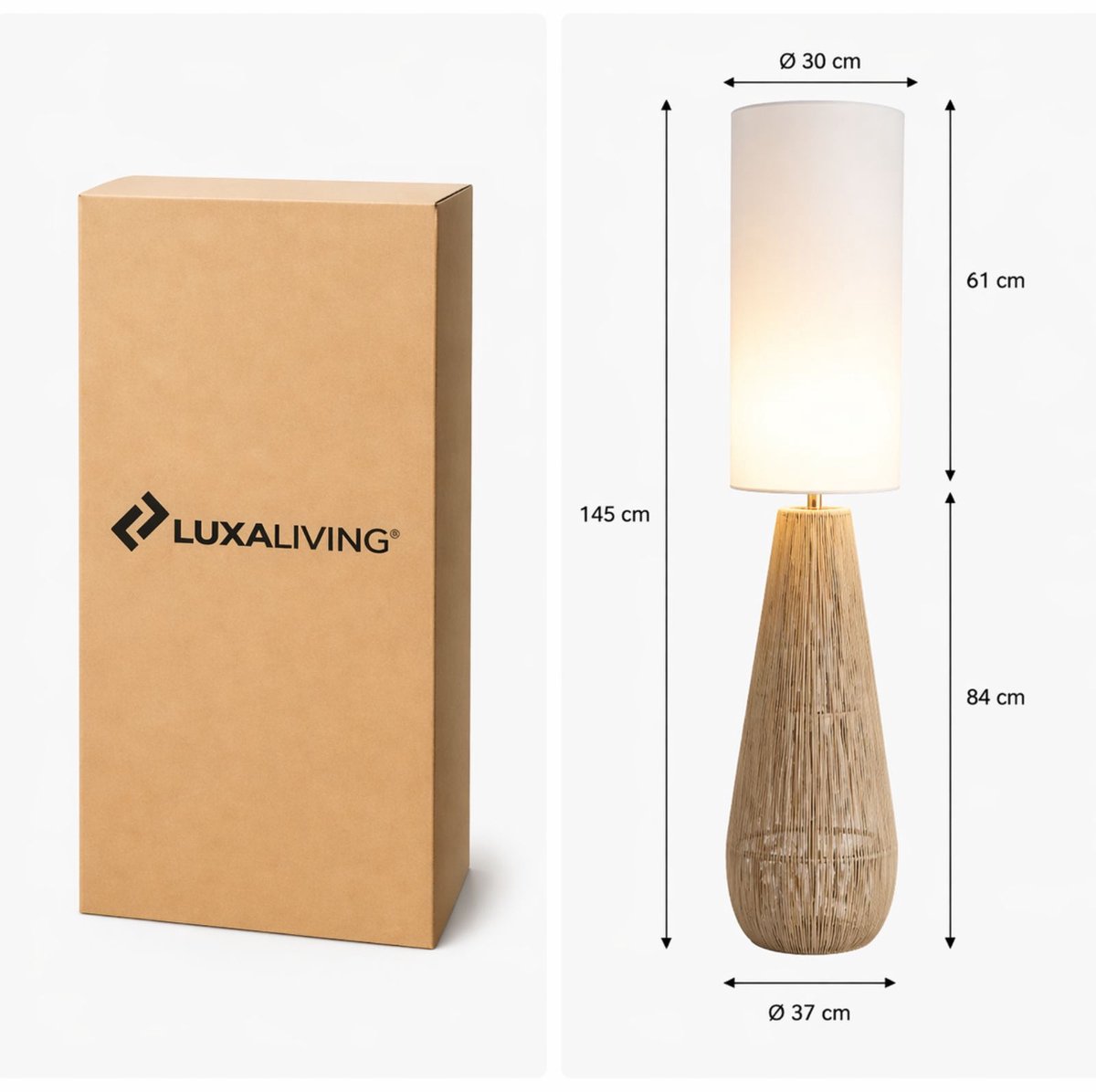 LuxaLiving Boho Rotan Vloerlamp 130cm - Warme Sfeerverlichting thumbnail 5