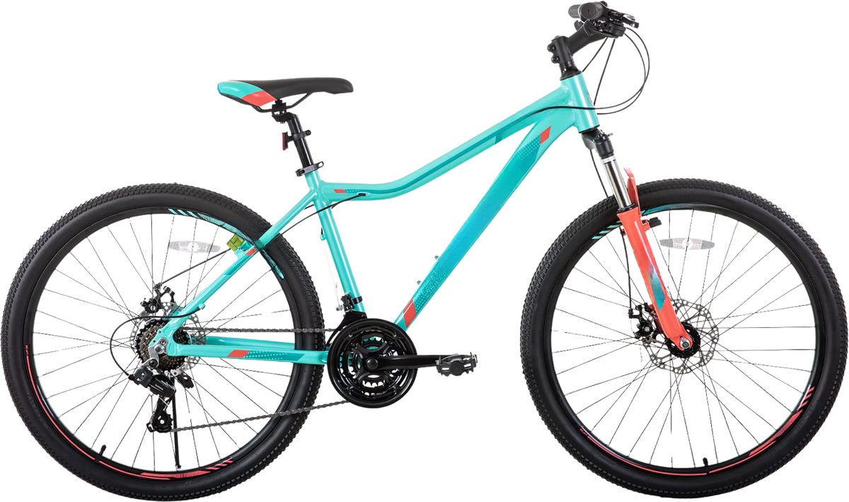 Dames mountainbike – Voor volwassenen – 21 versnellingen, vergrendelbare verende vork, dubbele schijfremmen, aluminium frame – Groen, 51/66/69 cm