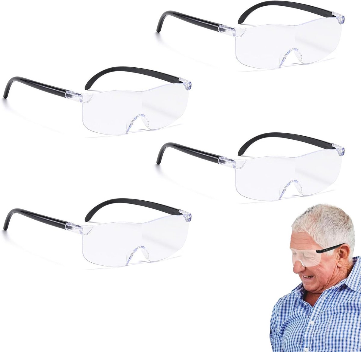 Set van 4 vergrootglazen voor lezen, naaien, knutselen en reparaties - vergrotingen 300%, 500%, 800%, 1000%