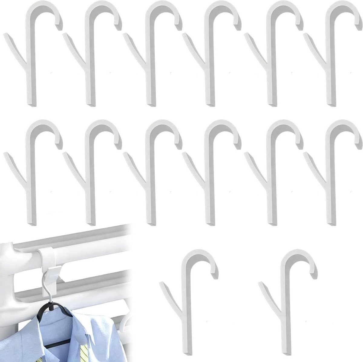 14 Stuks Witte Radiator Haken - Ronde Handdoekhaken voor Handdoeken en Kleding - Zonder Bo