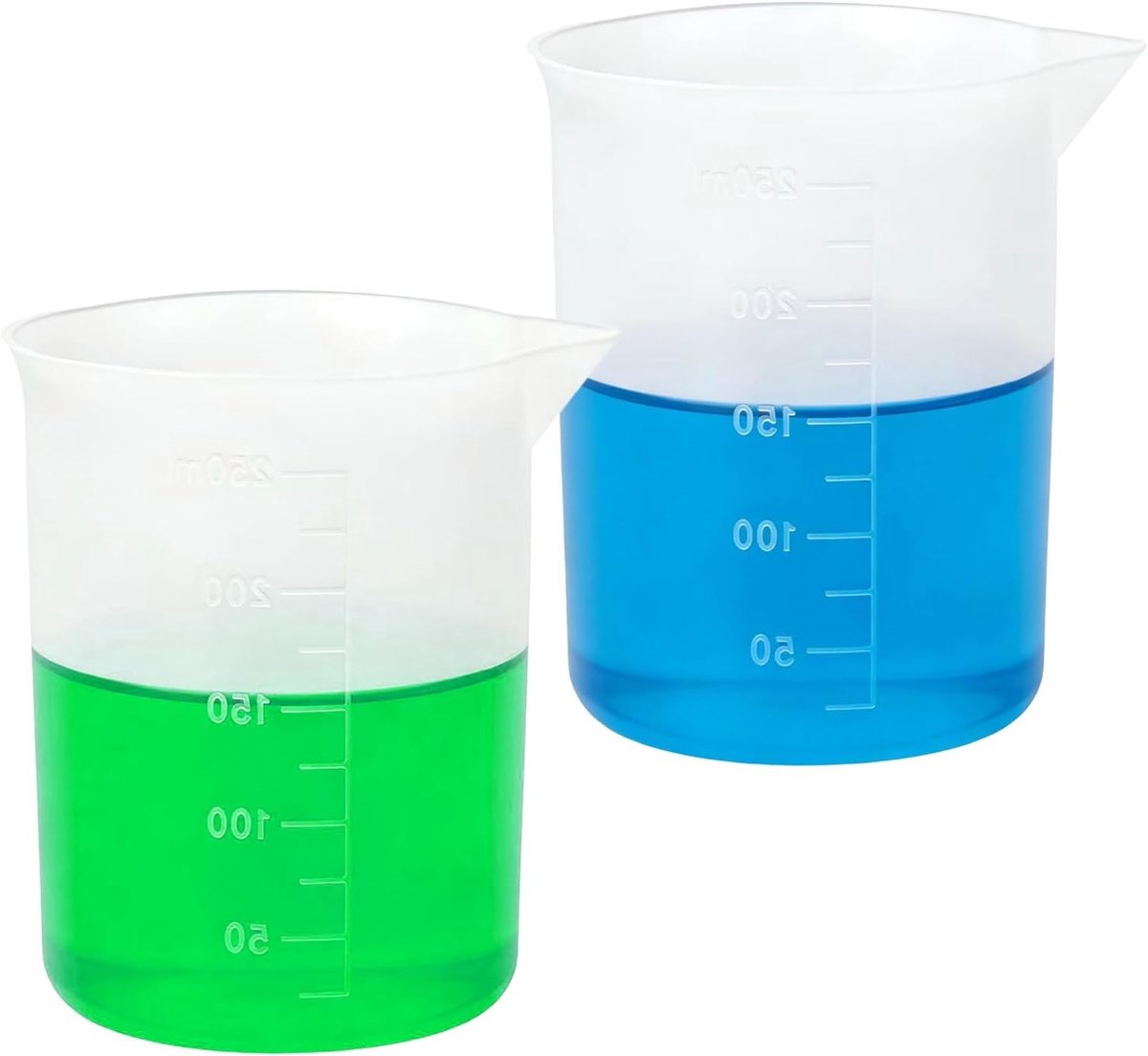 Set van 2 siliconen maatbekers van 250 ml - Perfect voor epoxyhars, gietpoeder en wasmiddel, met schaalverdeling en anti-aanbak functie