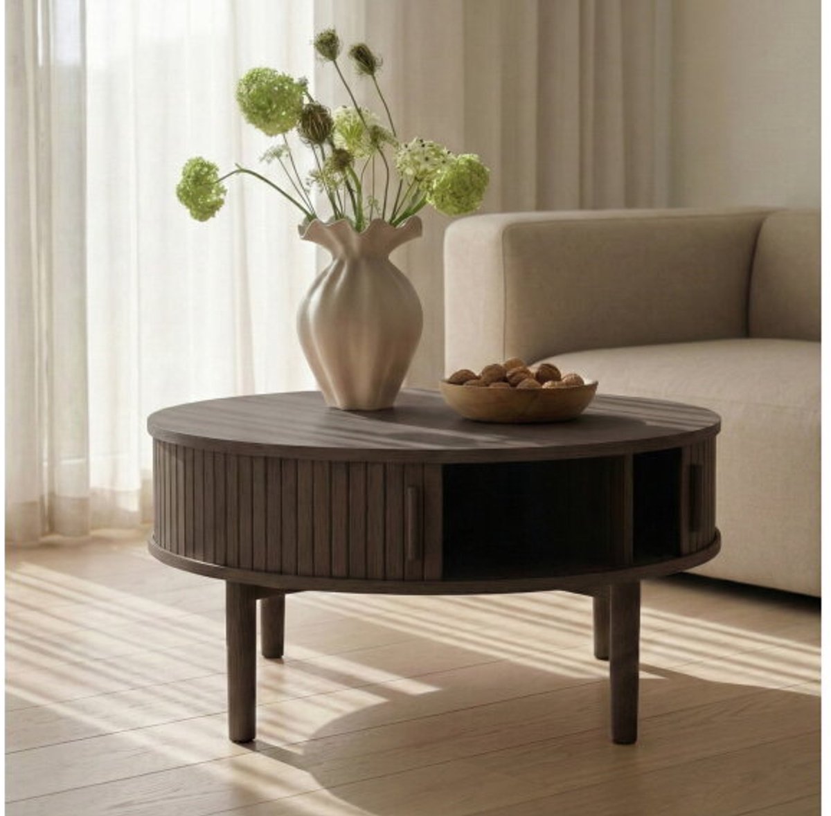 Salontafel Meta rond eikenhout Ø85 CM - Espresso bruin