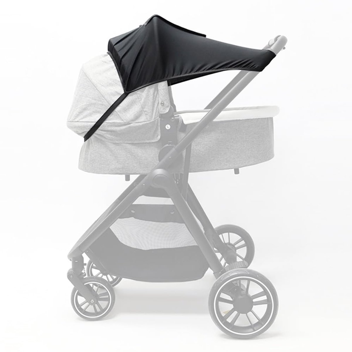 Kinderwagen Zonnescherm - Zonnedoek Kinderwagen - Zonnedoek buggy - Zonnedoek Wandelwagen - Zonnekap - Zonnedoek - Met kijkvenster - Buggy accessoire - Waterdichte, UV-werende - Parasol - voor kinderwagen - zwart — afbeelding 2