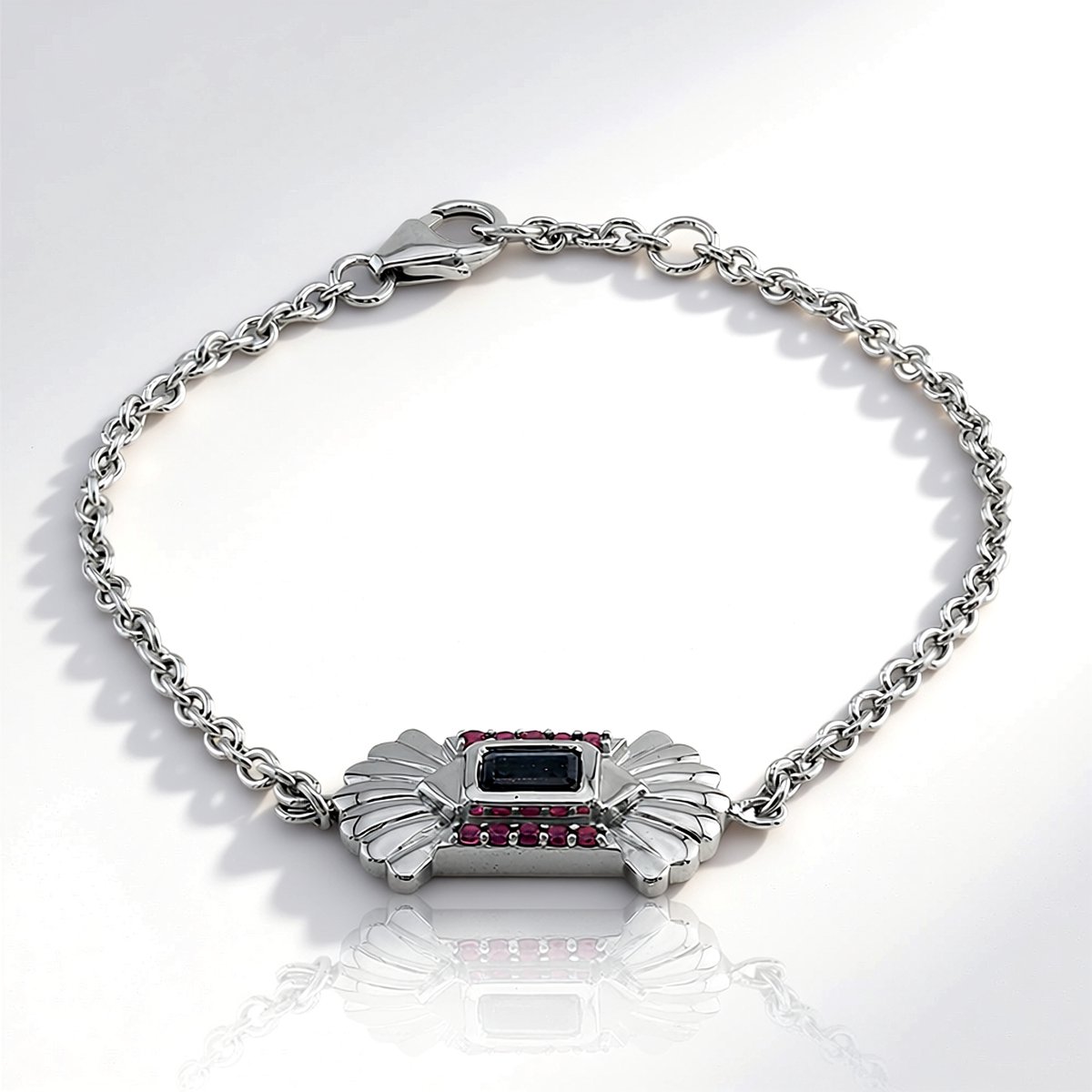 Cavill - Zilveren Armband 925 Sterling Zilver - 0.612 ct Londen Blauwe Topaas & 0.17 ct Rhodoliet - Luxe Verstelbare Dames Armband