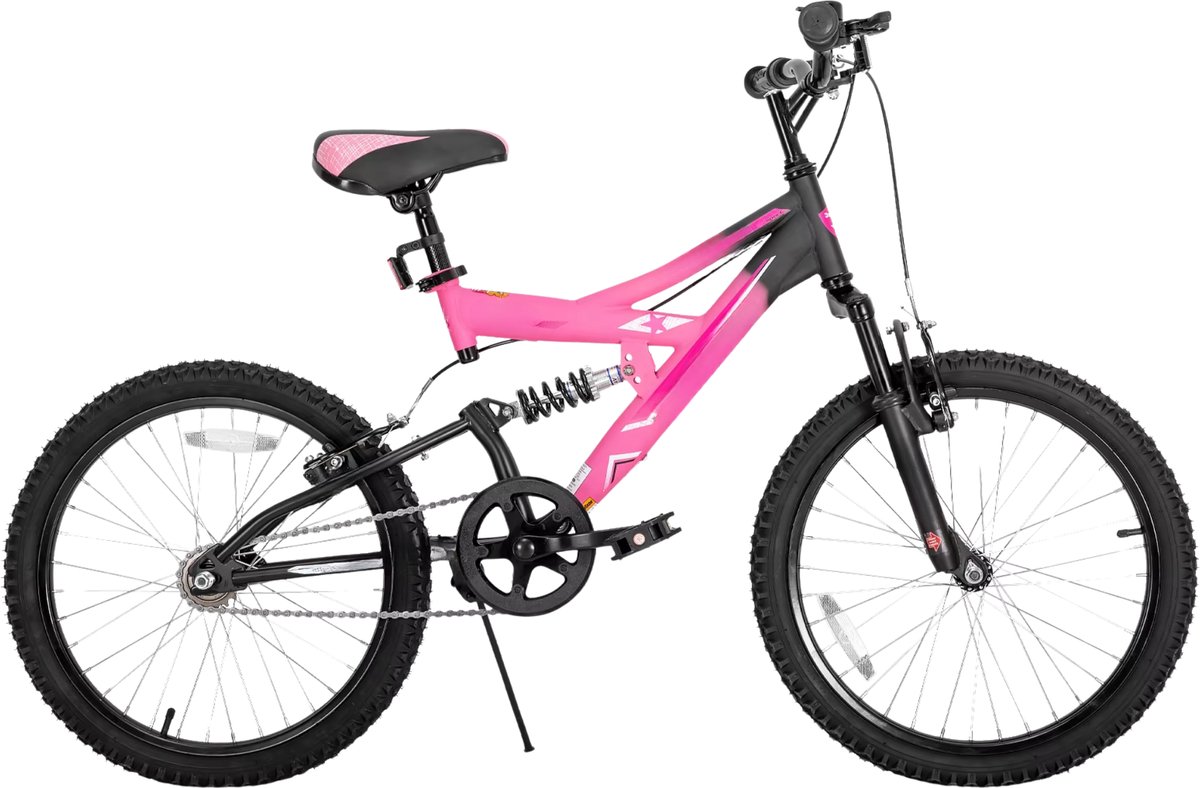 Happiq Kinderfiets – Voor kinderen 5-13 jaar – Mountainbike dubbele vering – 51 cm roze