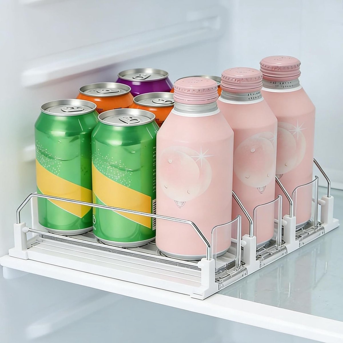 Automatische Drankdispenser voor Koelkast, Ideale Koelkastorganizer met 3 Rijen, Perfect voor Keuken en Supermarkten, Ruimtebesparend en Handig in Gebruik