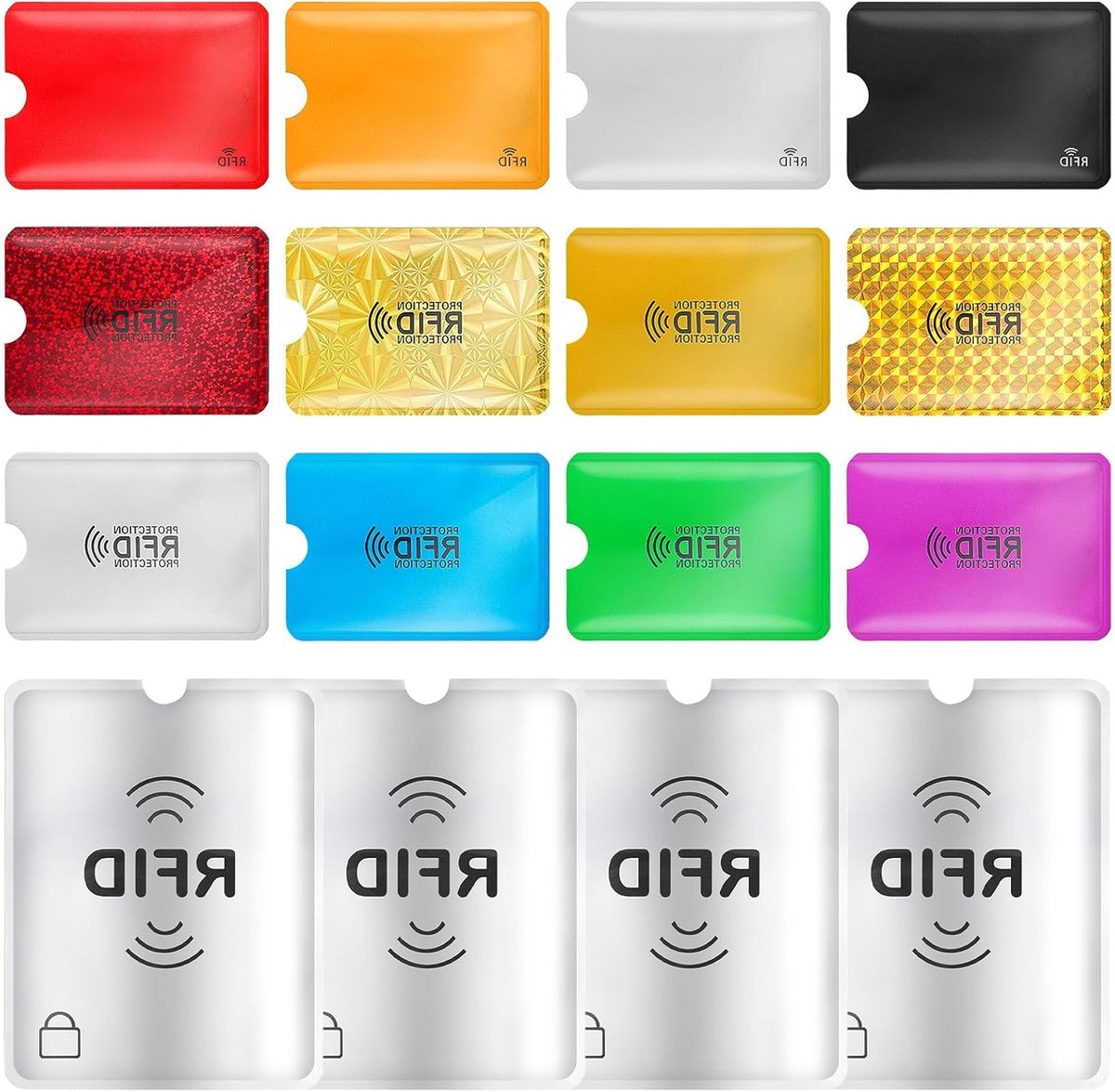 16 Stuks RFID Blokkerende Beschermhoezen voor Creditcards en Paspoorten, Identiteitsdiefstal Bescherming, Veilig en Kleurvol