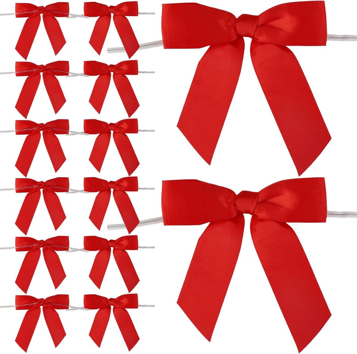 Kleine Rode Satijnen Strikken 9×9 cm - 50 Stuks - Klaar voor Gebruik, Cadeau Strikken, Feestdecoraties en Creatieve Projecten