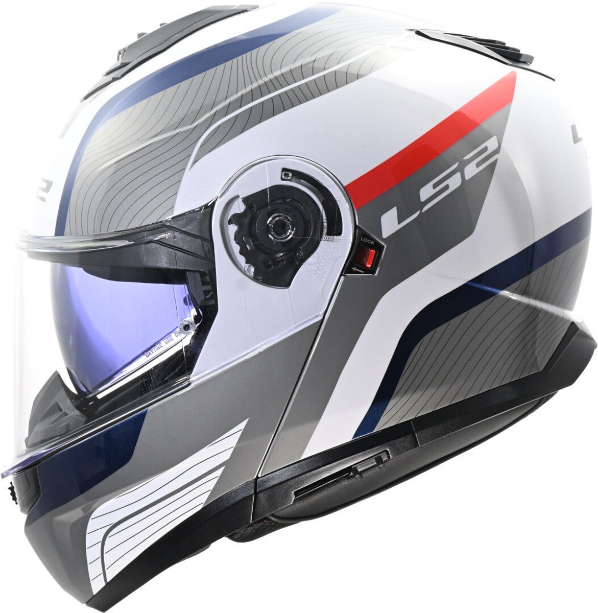 LS2 FF908 Strobe II Monza Wit Blauw Rood 06 Systeemhelm - Helm