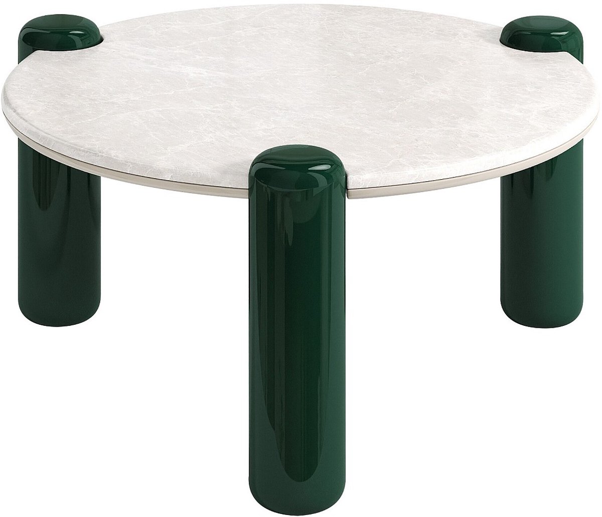 Vente-unique Salontafel van marmer en MDF - Beige en groen - NARODI Wit
