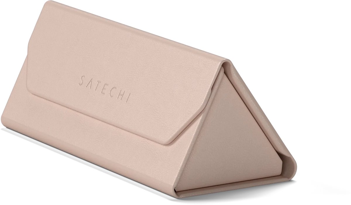 Satechi FindAll Vegan-lederen Brillenkoker met FindMy – Integreert met Apple's Zoek mijn Technologie – Compatibel met de Meeste Brillen en XR/AR-apparaten – Uitgerust met een Luid, Hoorbaar Geluidssignaal - Roze