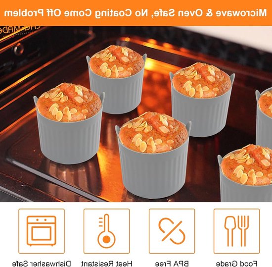 12 Stuks Herbruikbare Siliconen Muffinvormen voor Airfryer, Perfect voor Muffins, Taarten en Eieren van Merkloos — afbeelding 3