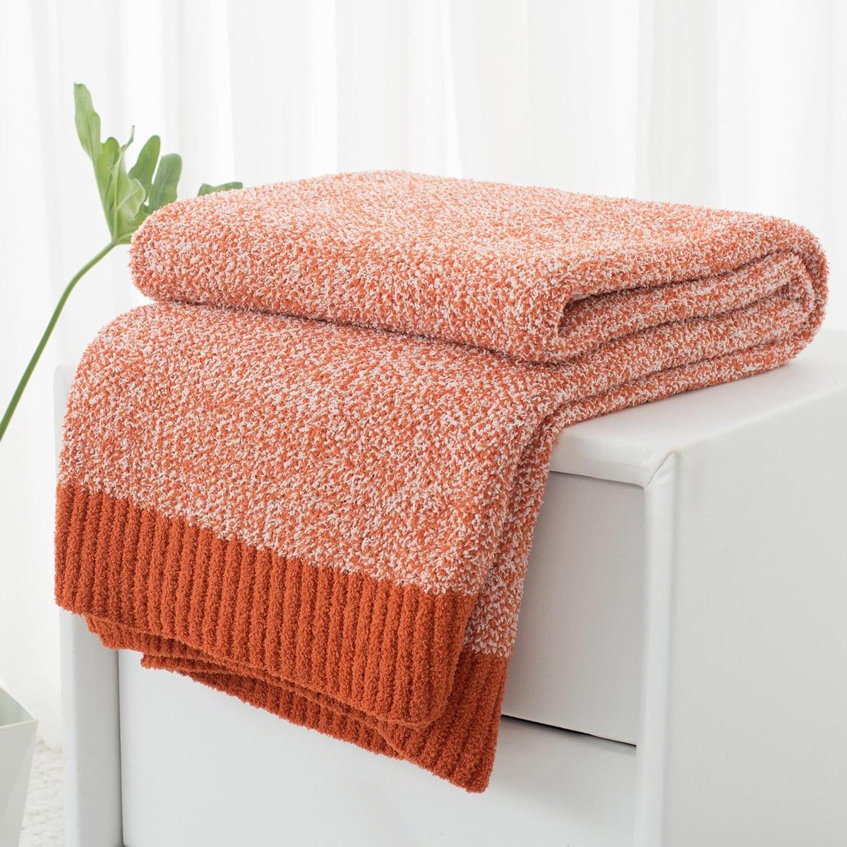 Heather Throw Deken - Plaid Sprei - Bank en Bed - Omkeerbaar Breipatroon - 127x152cm - Rust