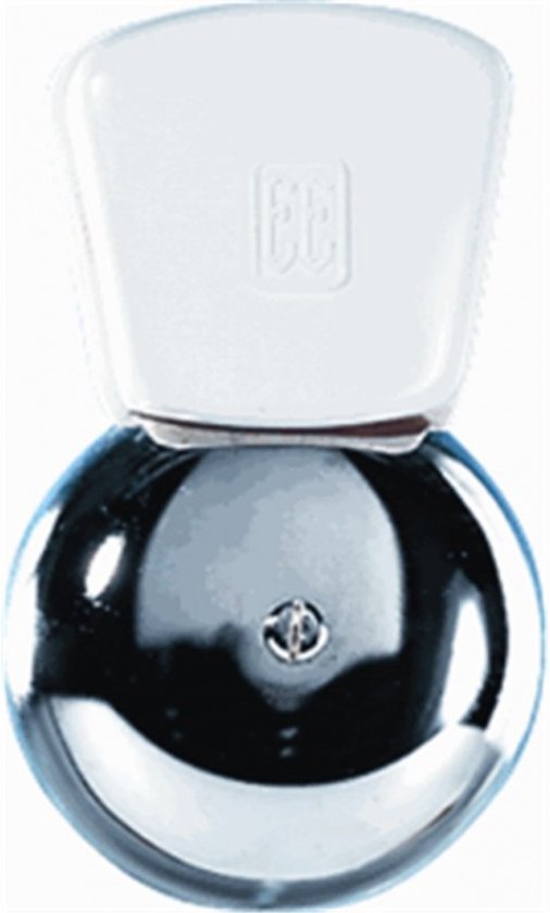 Witte opbouwbel met glanzende metalen bol.