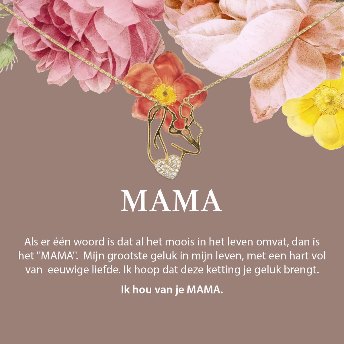 Pera Jewelry® - 925 sterling zilveren Moeder en Baby ketting - Moeder&Dochter Wenskaart - Cadeau Voor Mama - Collier - Moederschap Cadeau