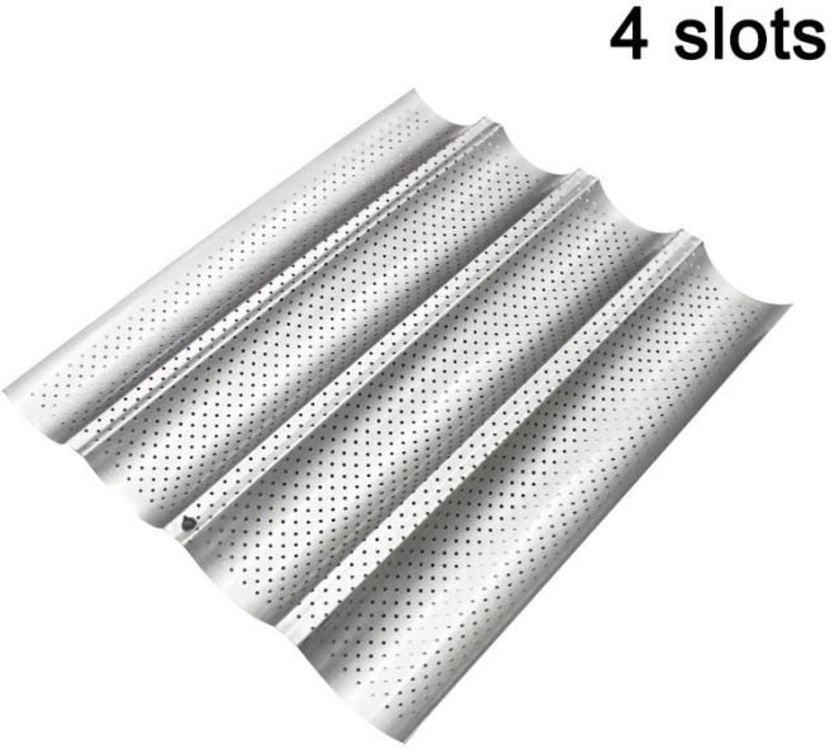 Franse golvende broodvorm - Koolstofstaal - Zilver - 3-vaks en 4-vaks - Antiaanbaklaag