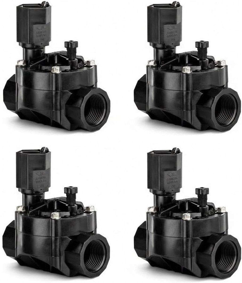 Magneetventiel Irrigatie - Elektrisch Ventiel Solenoïde Ventiel - Tuin Automatiseren - Werkt met Elke Programmeur - 4 stuks - Zwart