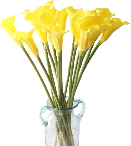 Kunst Calla lelies - Nep bloemen - Woondecoratie - Realistisch PU materiaal - 10 stuks 66 cm - Geel