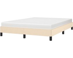 Bedframe stof - Tweepersoons ledikant - Goede nachtrust - Multiplex lattenbodem - 140x200 cm - Crèmekleurig