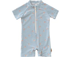 Fresk UV Zwempak 74 -Sneldrogende Zwemkleding voor Kinderen - UPF 50 - Zwemshirt voor Jongens - Zwempak met Korte Mouwen - Blauw - Stripes & Crabs