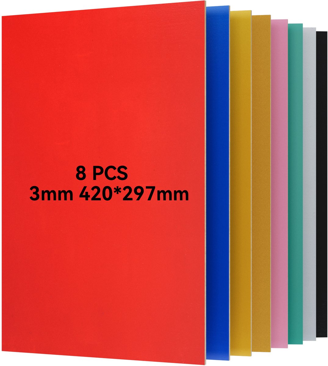 Creatorally 8 stuks A3 Plaat - Meerdere kleuren Multiplex Zonder Verf - Multiplex Platen - 3mm - 420*297mm - Perfect voor Pyrografie Lasersnijden CNC Fretwerk Rolzaag Freeswerk - Modelbouw Laser Snijden Graveren