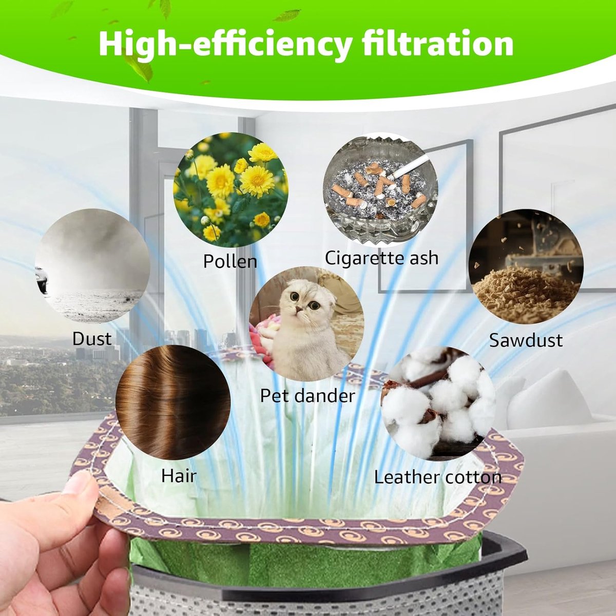 Stofzuigerzakken - Microfilterzakken - Efficiënt Schoonmaken - Gemakkelijke Installatie - 6 Quart - Groen