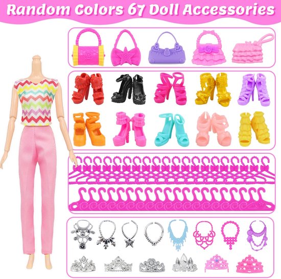 Poppenkleding Accessoires - Aankleedset - Poppen aankleden - 101 Delige Verrassing - 11.5 Inch Poppen - Meerkleurig — afbeelding 4