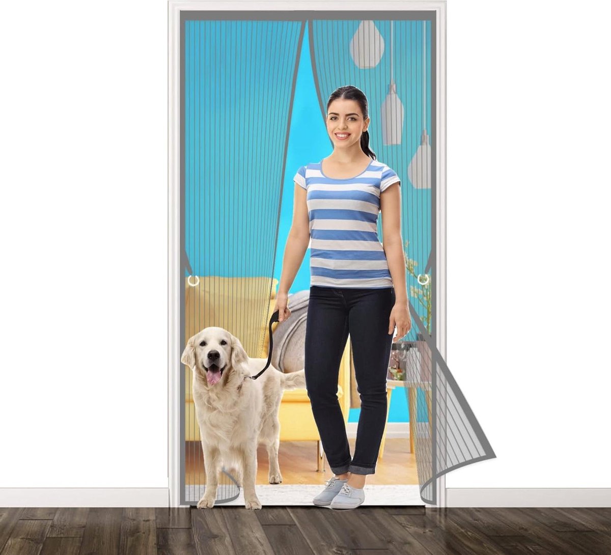 Magnetische hor - Insectenhor Deur - Buitenhouden Insecten - Automatische Sluiting - 100 x 220 cm - Grijs