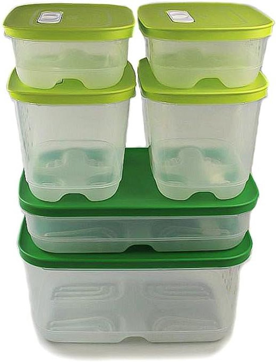 Voedsel Bewaar Sets - Keuken Containers - Voedsel Opslag - Aroma Dicht - 6 Delig - Groen