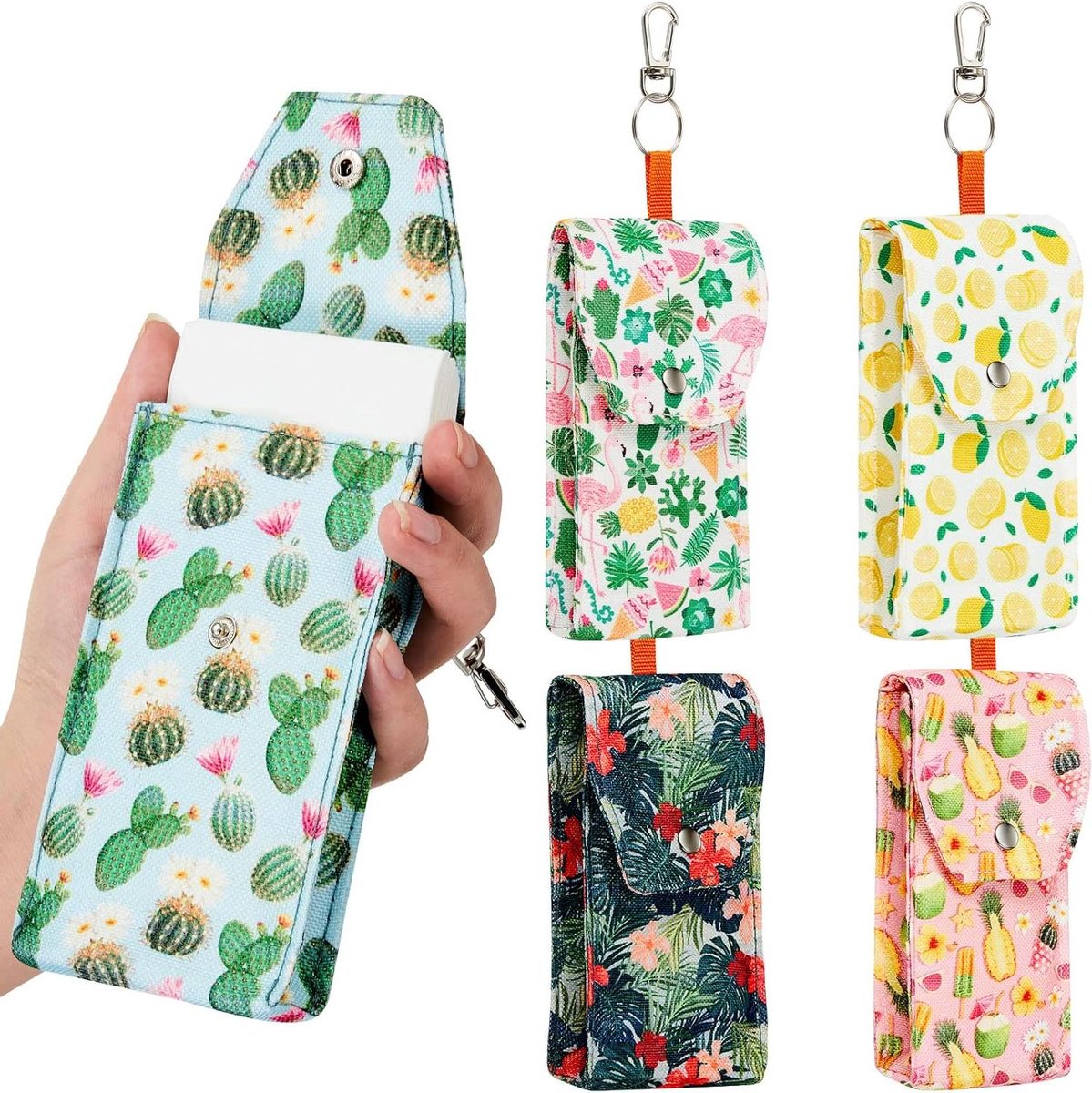 Zakdoekjes Houder - Reis Etui - Kleine Spullen Opbergen - Ritssluiting Ontwerp - 5 Stuks - Fruitpatroon