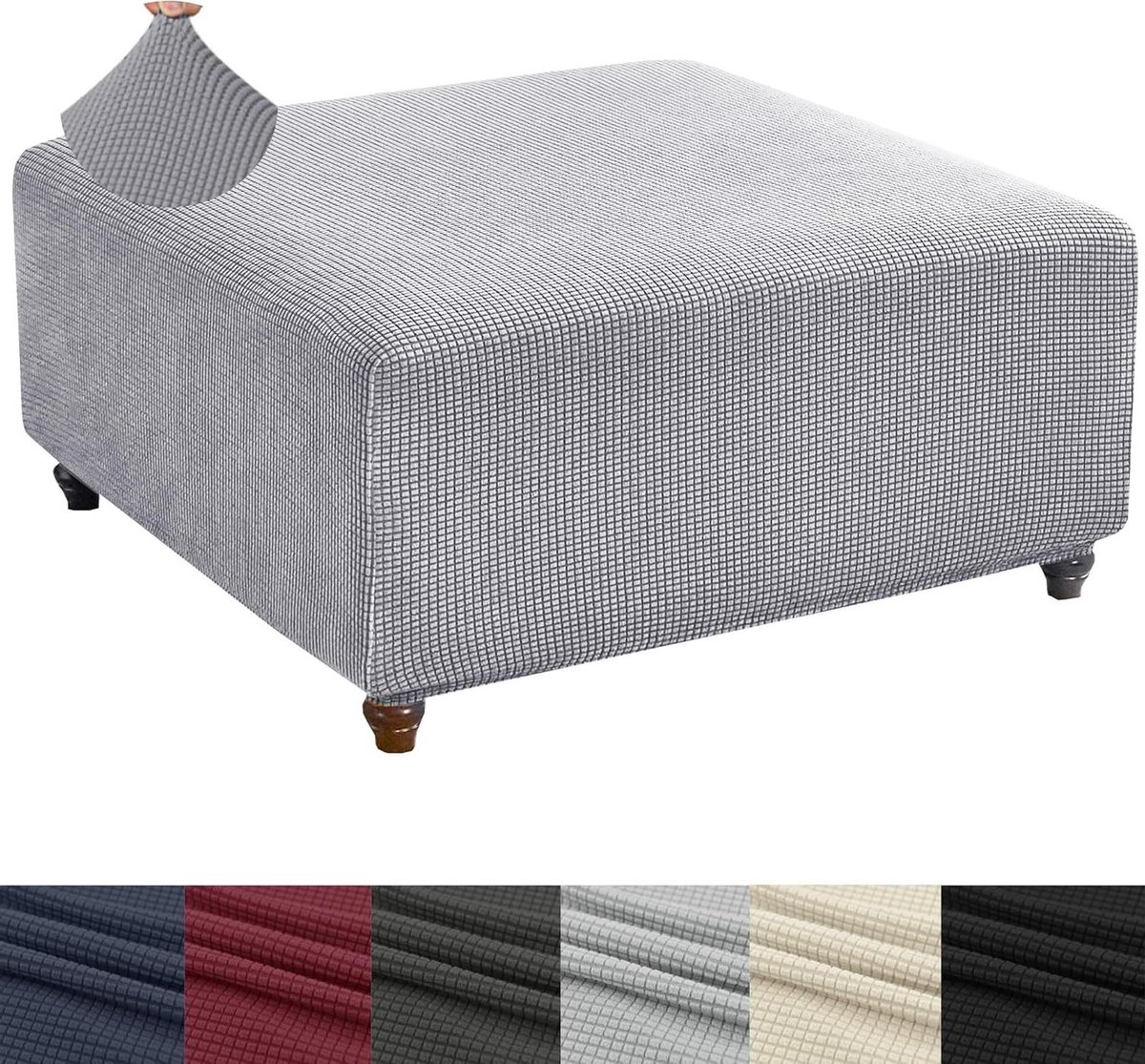 Ottomaanse hoes - Voetenbank hoes - Meubels beschermen - Hoge stretch stof - Medium - Lichtgrijs